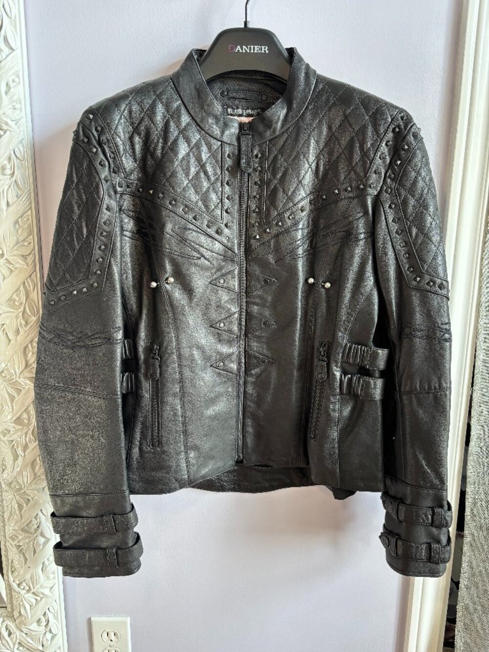 Womens Black Brand Motorcycle Jacket Size Xlarge